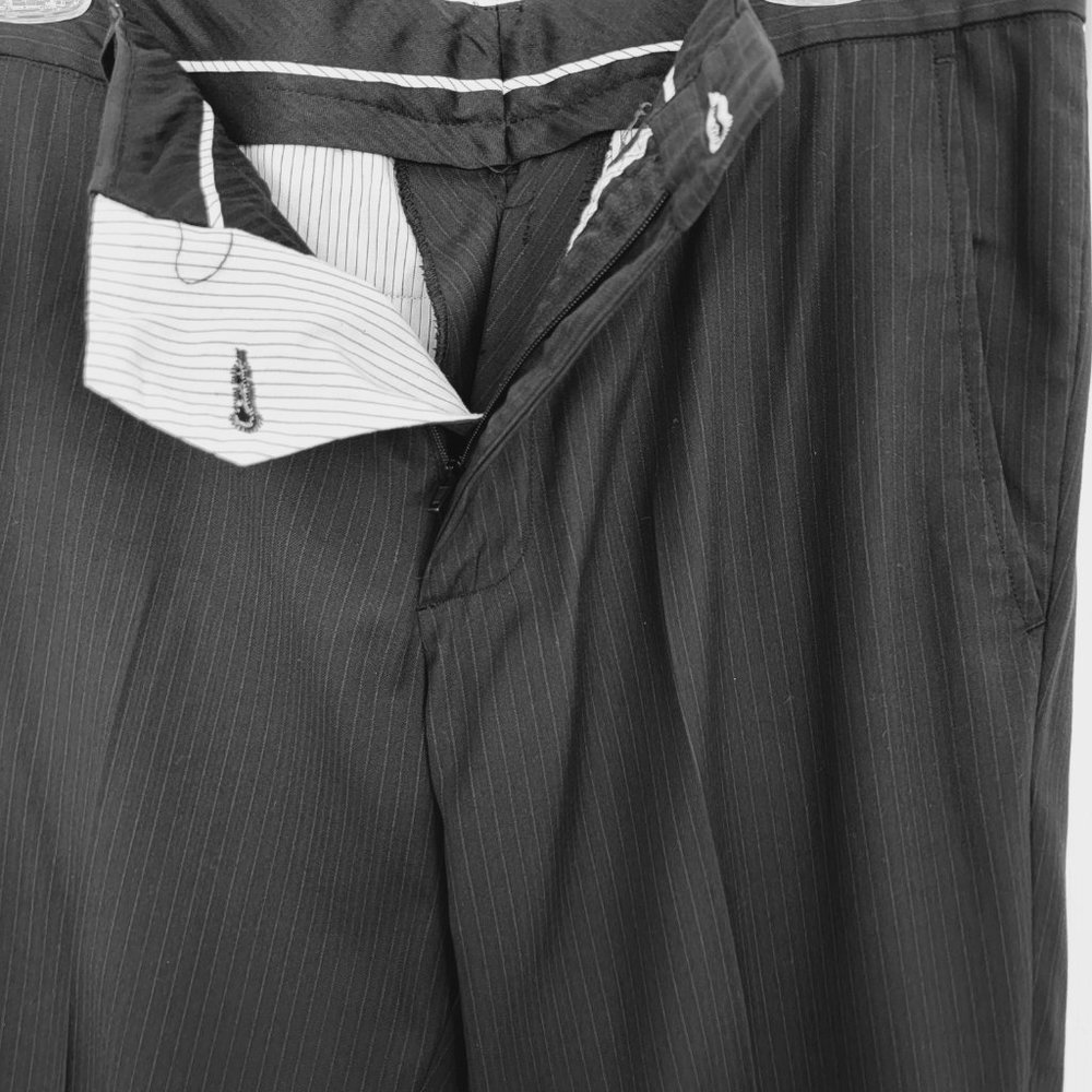 Sons of Intrigue Mens Chambers Dress Pants Straight Fit Pinstripe Black 33x30 - Picture 8 of 12
